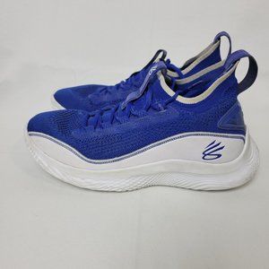 Under Armor Curry Flow Sneakers Blue White Basketball Shoes Flat Knit M8 W9.5